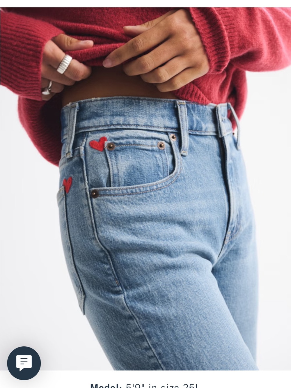 Abercrombie & Fitch Curve Love
High Rise 90s Relaxed Jean with Red Hearts